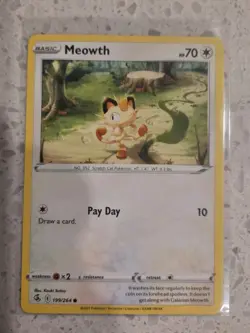 2021 Pokemon TCG Meowth Fusion Strike 199/264 NM - Image 1