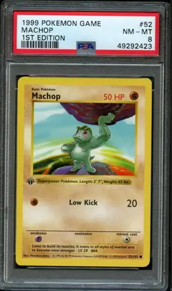 Machop #52 1st Edition Base Set 1999 Pokemon Game PSA 8 NM - Mint 💪🏼 - Image 1