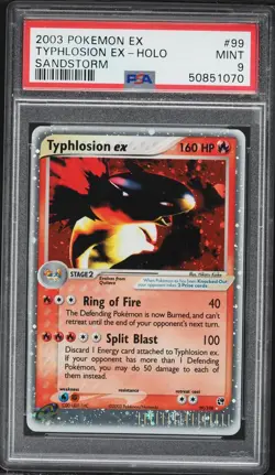 PSA 9 Mint Typhlosion ex 99/100 Holo Pokemon 2003 Sandstorm ex Swirl - Image 1
