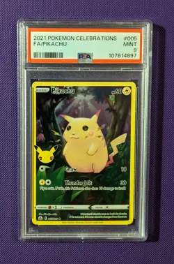 Pokemon TCG Pikachu 005/025 Celebrations 25th English Full Art 2021 PSA 9 - Image 1