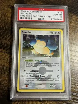 Pokemon Snorlax EX Fire Red & Leaf Green Reverse Holo Rare #15 PSA 10 Gem Mint - Image 1