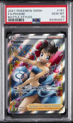2021 POKEMON SWORD & SHIELD BATTLE STYLES #161 FULL ART/PHOEBE PSA 10 - Image 1