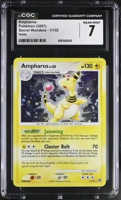 Ampharos Holo Rare CGC 7 Near Mint Pokemon (2007) Secret Wonders #1/132 - Image 1