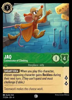 Jaq - Connoisseur of Climbing (077) Foil Ursula's Return Disney Lorcana - Image 1