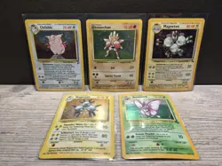 Vintage Pokemon card collection 5 Holo Card Lot WOTC TCG Clefable Hitmonchan - Image 1