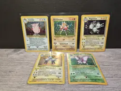 Vintage Pokemon card collection 5 Holo Card Lot WOTC TCG Clefable Hitmonchan - Image 2