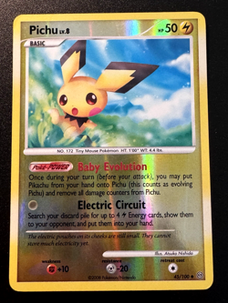 Pichu 45/100 D&P Stormfront Pokemon Card Reverse Holo Foil Rare MP - Image 1
