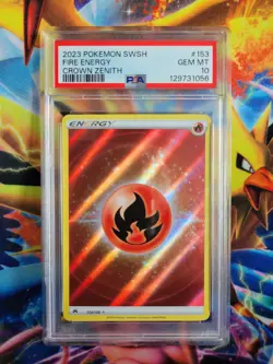 Pokemon Fire Energy Crown Zenith #153 Graded Card PSA 10 - Image 1
