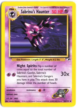 Sabrina's Haunter 58/132 Uncommon Gym Heroes Pokemon - Image 1