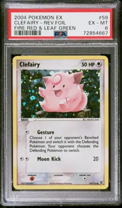 Pokemon Card Clefairy 59/112 Reverse Holo EX Fire Red & Leaf Green PSA 6 EX-MT - Image 1