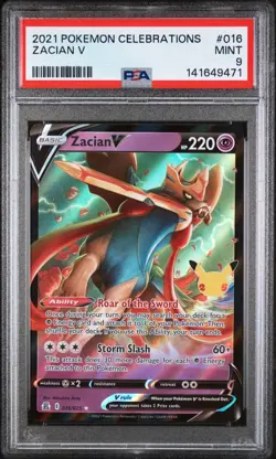 2021 Pokemon Celebrations 016 Zacian V - PSA 9 MINT NEW CERT! FAST SHIPPING! - Image 1