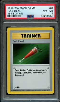 First Edition 1999 Pokemon Base Set 82/102 Full Heal PSA NM-MT 8 - Image 1