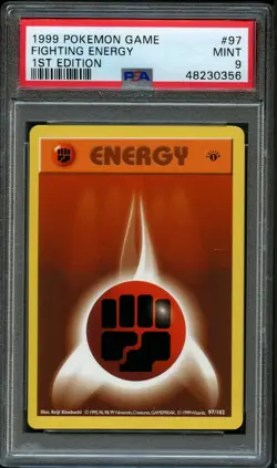 Pokemon 1999 Fighting Energy PSA 9 #97/102 Base Set Shadowless Mint 1st Edition - Image 1