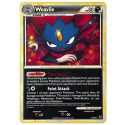Weavile 25/90 Rare HS Undaunted Pokemon TCG (NON-HOLO, NM) - Image 1