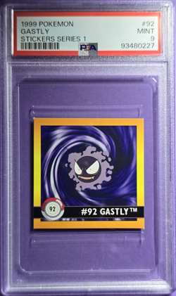 PSA 9 MINT 1999 Pokemon Stickers Series 1 ArtBox ~ Gastly ~ #92 - Image 1
