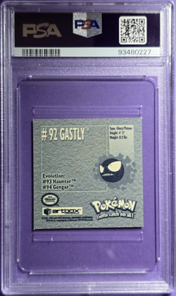 PSA 9 MINT 1999 Pokemon Stickers Series 1 ArtBox ~ Gastly ~ #92 - Image 2