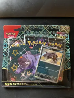 Pokemon Lot 3 Tcg Paldean Fates Tech Sticker Collection Blister Pack Set 9 Packs - Image 1