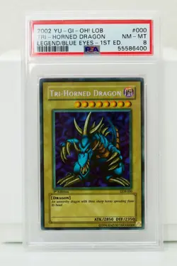 Yu-Gi-Oh Tri-Horned Dragon 1st Edition LOB-000 PSA 8 (Includes Video) - Image 1