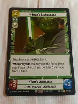 STAR WARS UNLIMITED TCG LOF YODA'S LIGHTSABER Rare Card NM - Image 1