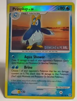 Pokemon Collectible Cards, Prinplup, Rev Holo, 58/130, Diamond and Pearl, 2007 - Image 1