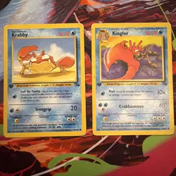 Pokemon TCG 1st Edition Krabby and Kingler Fossil Card - Image 1