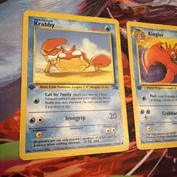 Pokemon TCG 1st Edition Krabby and Kingler Fossil Card - Image 2