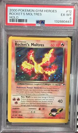 Pokemon TCG Rockets Moltres Holo Rare Card 12/132 Gym Heroes 1999-2000 - Image 1