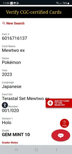 2023 Pokemon Japanese Terastal Set Mewtwo Ex Holo CGC GEM Mint 10 - Image 5