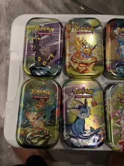Pokemon Prismatic Evolutions EMPTY Mini Tins Costco (8) Complete Set Just Tins - Image 3