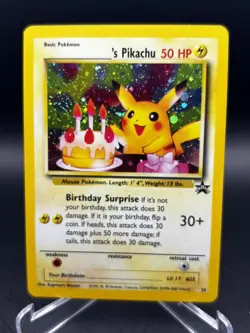 2001 Pokemon Black Star Promo Birthday Pikachu HOLO #24 - Holo Rare WOTC MP - Image 1