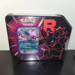 NEW SEALED POKEMON TCG SCARLET & VIOLET NIDOKING DESTINED RIVALS TEAM ROCKET TIN - Image 1