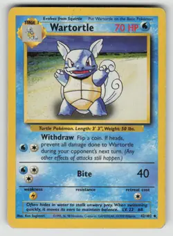 Wartortle 42/102 Uncommon Base Set Pokemon MP - Image 1