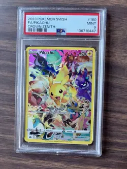 2023 Pokemon SWSH Full Art FA Pikachu Crown Zenith 160/159 PSA 9 MINT - Image 1