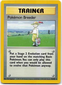 Pokemon Breeder Rare Base Set BS Trainer Normal 076/102 1999 NM - Image 1
