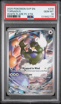 2025 POKEMON WHITE FLARE POKEMON CENTER ETB PROMO SVP #210 TORNADUS PSA 10 - Image 1