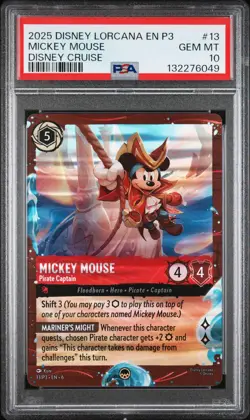 2025 DISNEY LORCANA EN P3-PROMO #13 MICKEY MOUSE - PIRATE CAPTAIN PSA 10 - Image 1