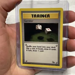 GAMBLER - Fossil Set - 60/62 - Common - Pokemon Card Unlimited Edition NM/MT Vtg - Image 2