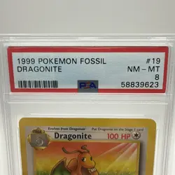 1999 Pokemon Fossil Dragonite 19/62 Non Holo PSA 8 - Image 2