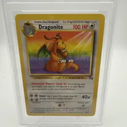 1999 Pokemon Fossil Dragonite 19/62 Non Holo PSA 8 - Image 3