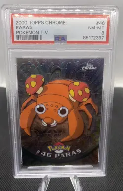 2000 Paras Topps Chrome Pokemon TV #46 PSA8 - Image 1