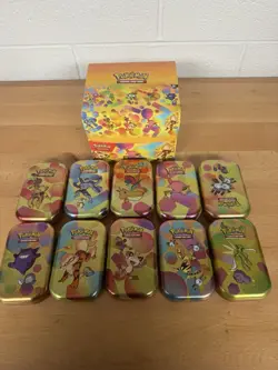 151 Empty Mini Tin Complete Set Of 10 Display And Tins , Insert ,Coin . Clean ! - Image 3
