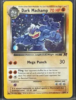 Dark Machamp 10/82 Holo Rare Unlimited Vintage - Team Rocket Pokemon TCG WotC MP - Image 1