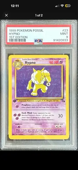 1999 Pokemon Hypno 23/62 Fossil 1st Edition Regular PSA 9 - Image 1