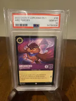 2023 Disney Lorcana En 1 Archimedes Highly Educated Owl #36 Gem MT PSA 10 - Image 1