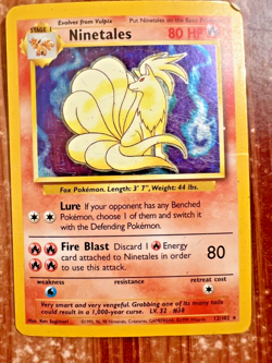 Ninetails Holographic Pokemon Card 12/102 Rare BASE Set 1999 Wizard TCG Game - Image 1