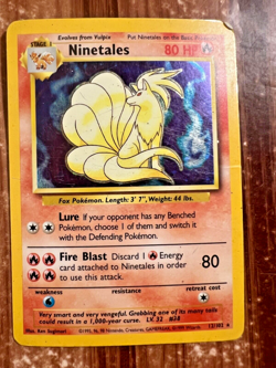 Ninetails Holographic Pokemon Card 12/102 Rare BASE Set 1999 Wizard TCG Game - Image 2