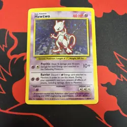 Pokemon TCG Base Set Mewtwo Holo Card 10/102 Rare MP - Image 1
