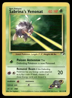 Sabrina's Venonat 96/132 Gym Heroes Pokemon TCG trading card - Image 1