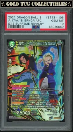 PSA 10 ⭐ Android 17 & 18 SR Supreme Rivalry Card DBS DBZ Z Heroes - Image 1