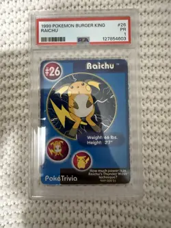 1999 Pokemon Burger King Raichu Card - PSA 1 - Image 1